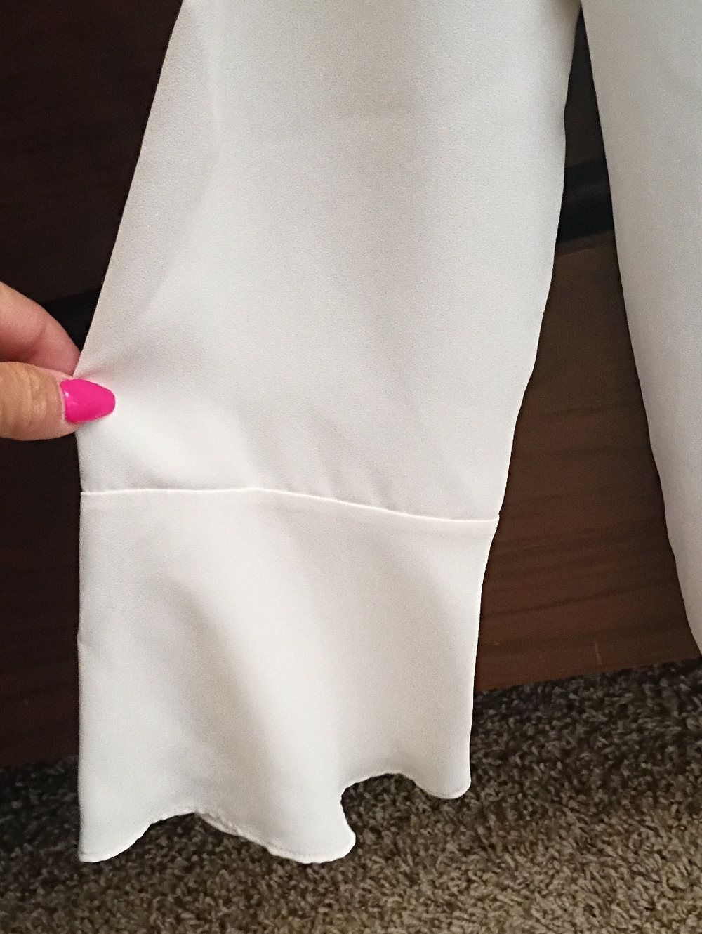 LOFT Cream Ruffle-Front Long Sleeve Blouse - Picture 4 of 5